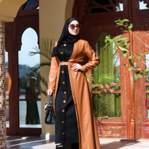 Veste longue avec robe droite sans manche pour l'hiver